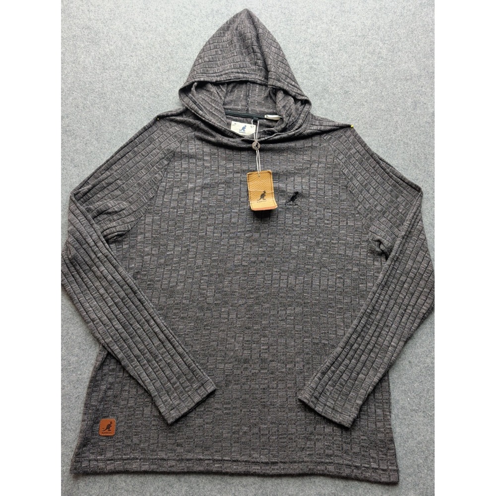 NWT Kangol Ribbed Men's Sweater Hoodie Gray Long Sleeve Size L
